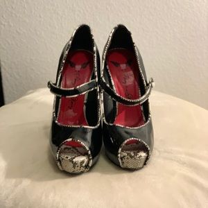 Black and white high heels